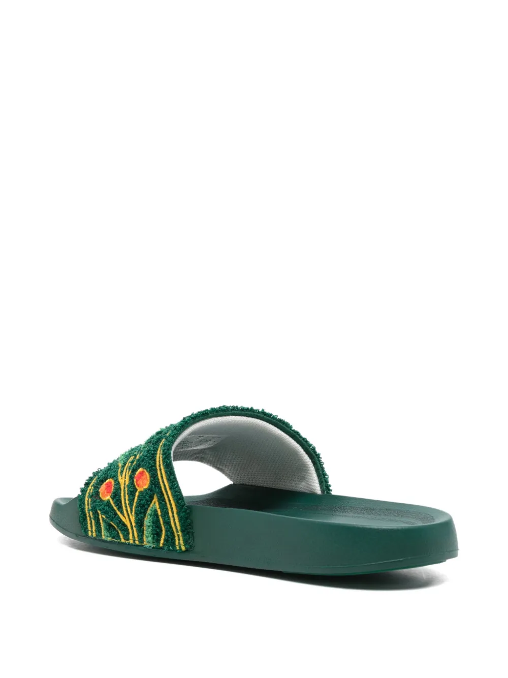 Casablanca Slippers met geborduurde bloemen Groen