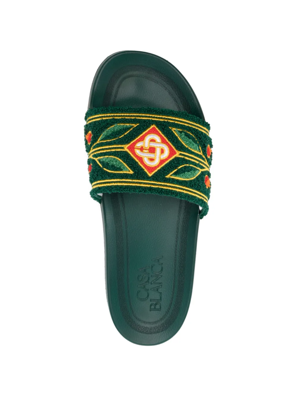 Casablanca Slippers met geborduurde bloemen Groen