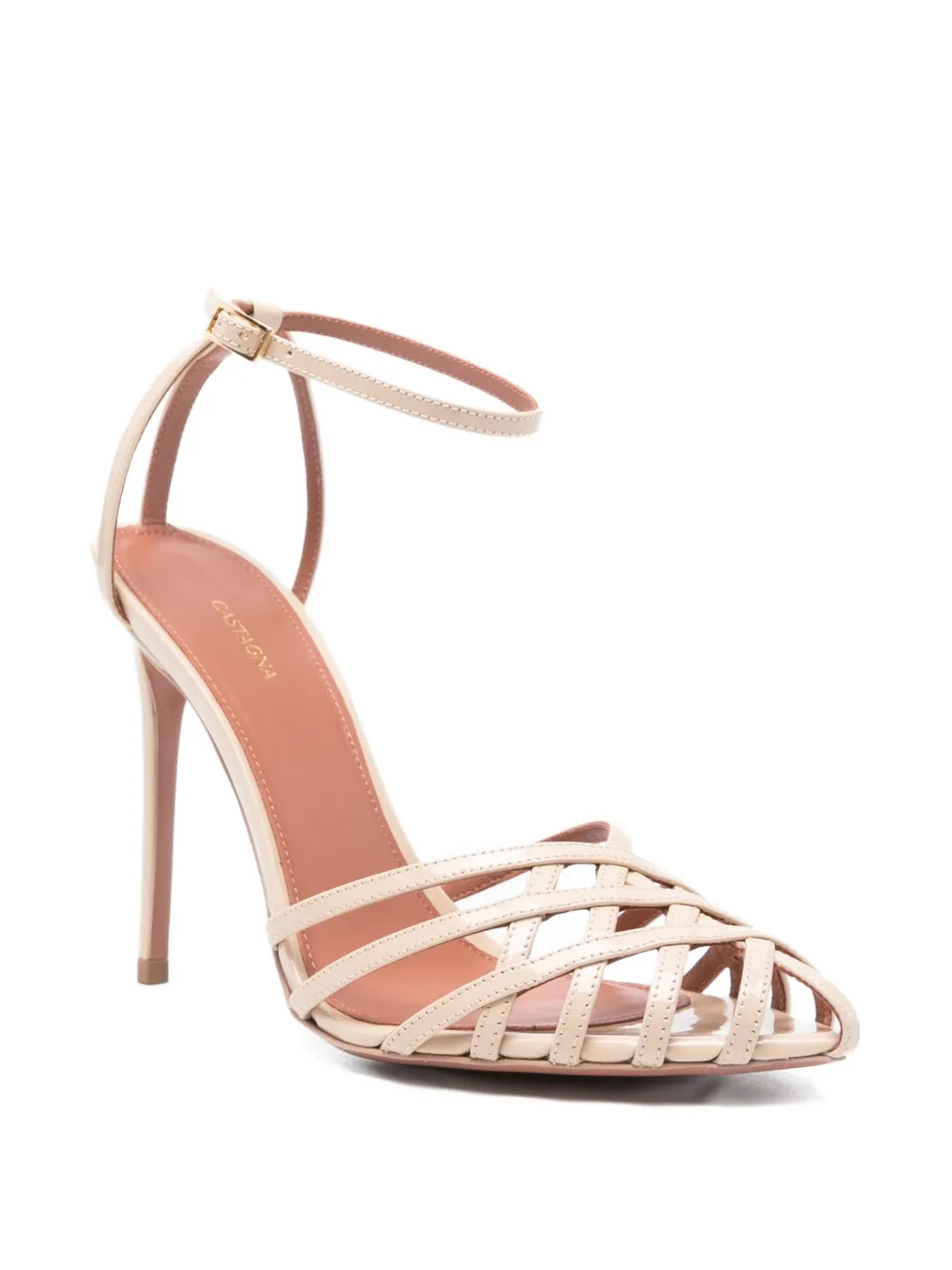 Castagna Pumps met geweven design en hak Beige