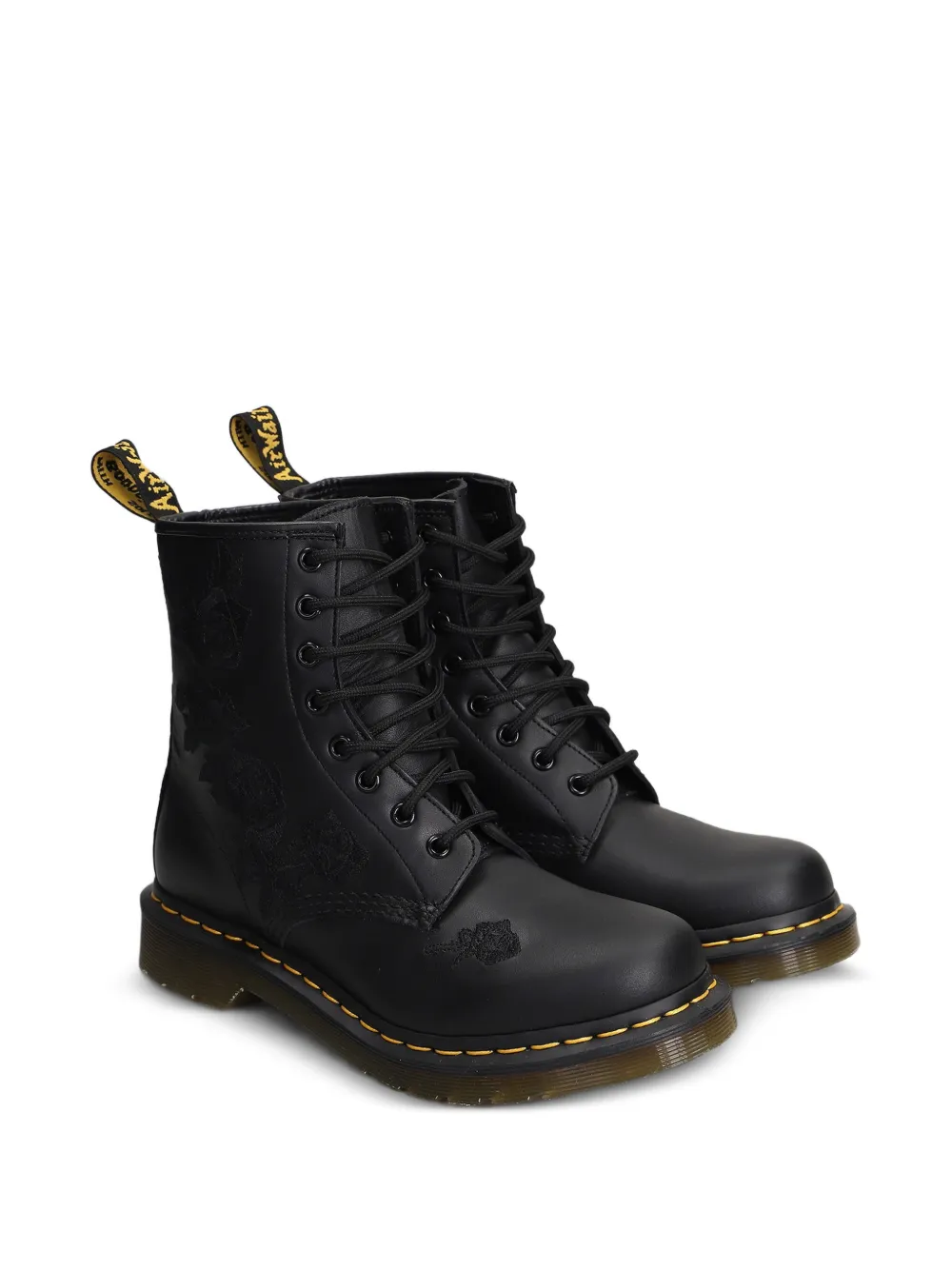 Dr. Martens 1460 Vonda Mono rose-embroidered combat boots Zwart