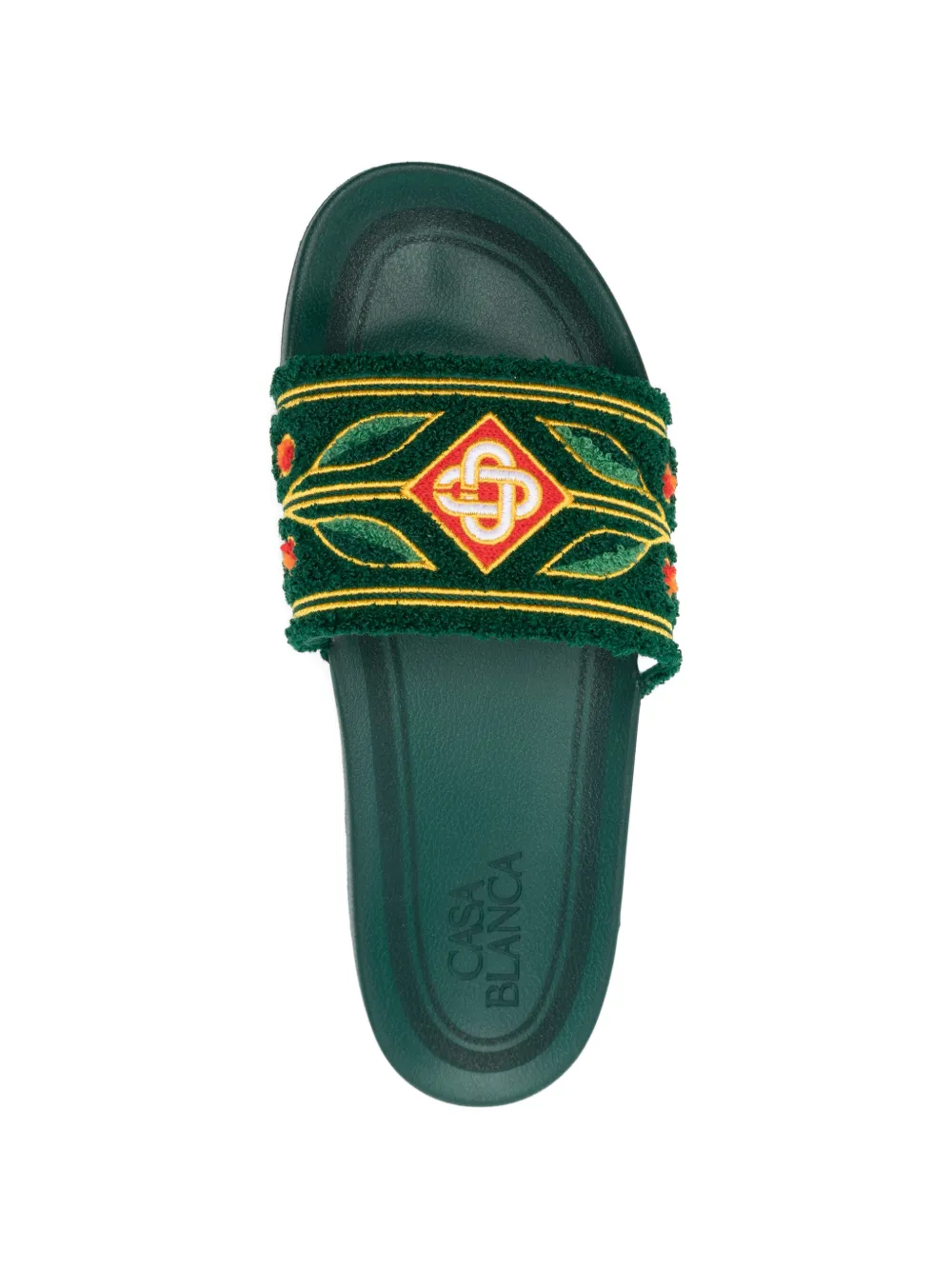 Casablanca Slippers met geborduurde bloemen Groen