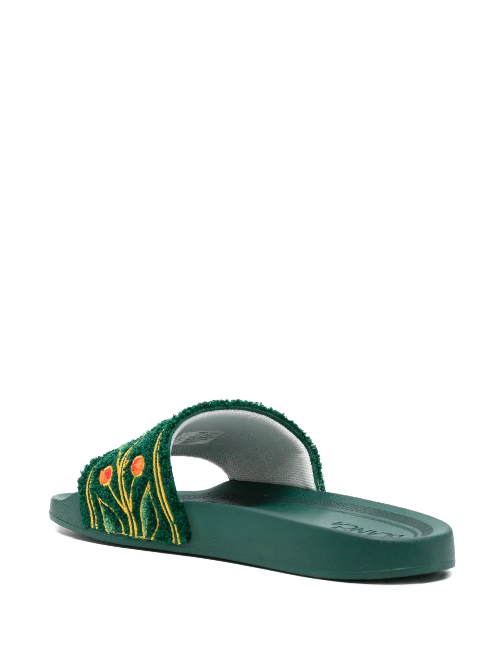 Casablanca Slippers met geborduurde bloemen Groen