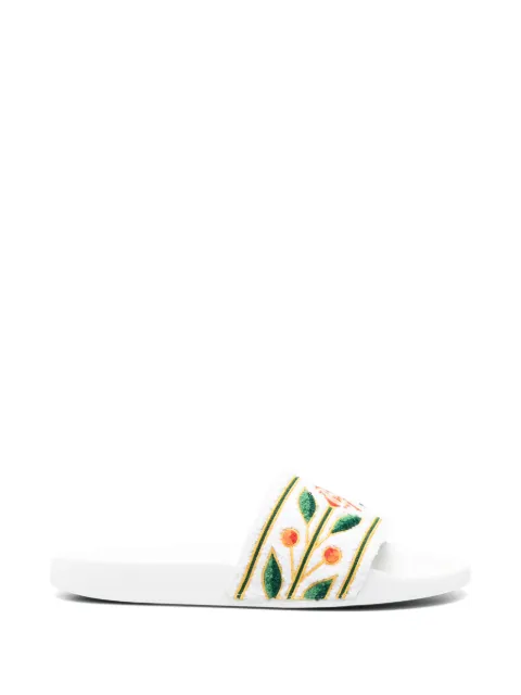 Casablanca floral-embroidered sliders
