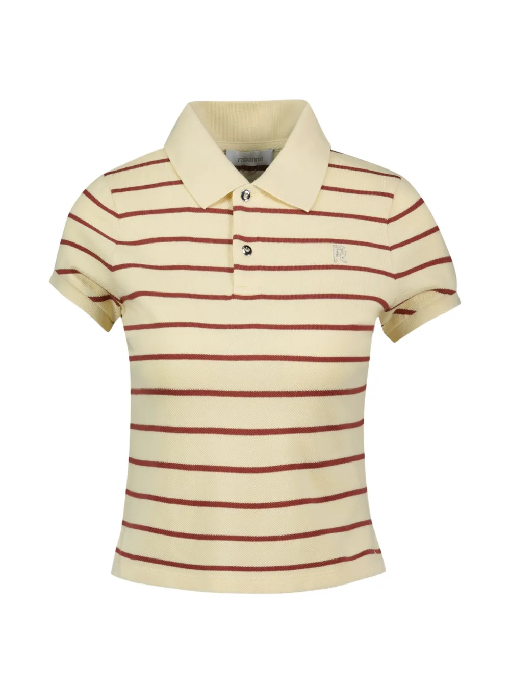Rabanne striped short-sleeve polo shirt - Toni neutri