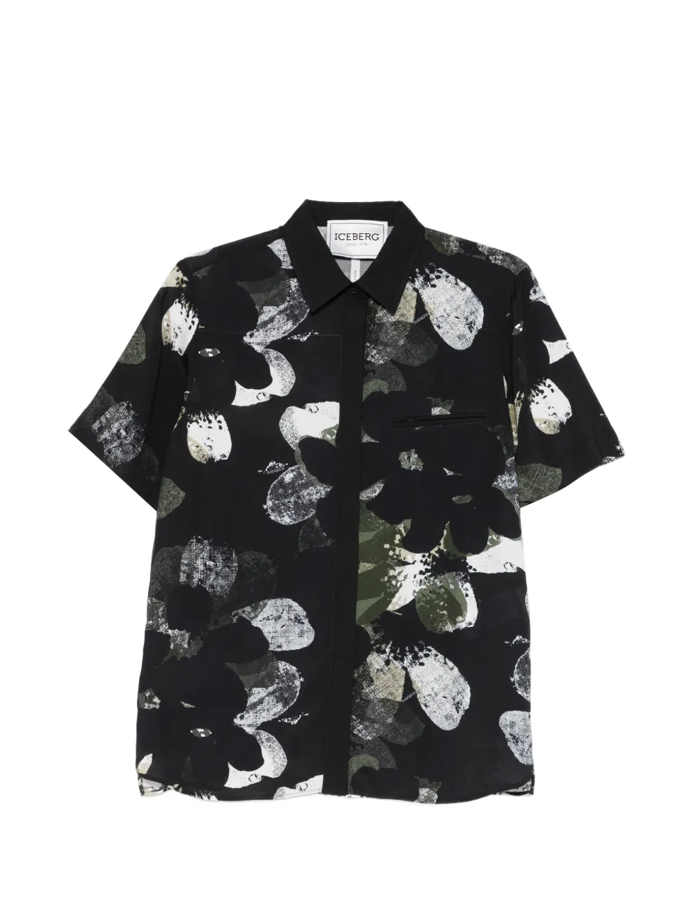 Iceberg floral pocket shirt - Schwarz