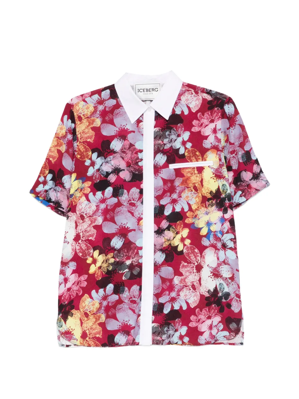 Iceberg flora-print collared shirt - Rosso