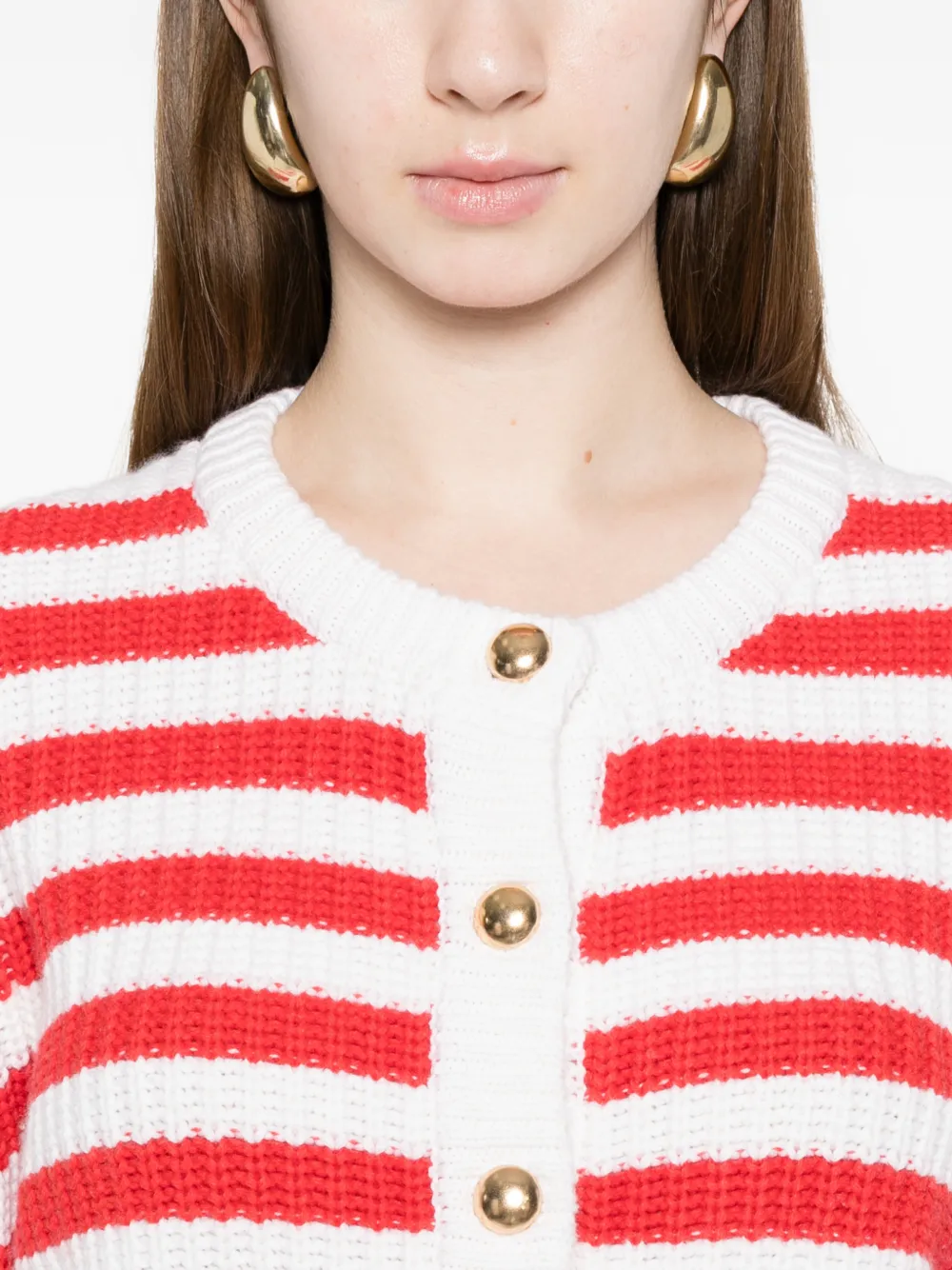 Allude Gestreept vest met knopen Rood