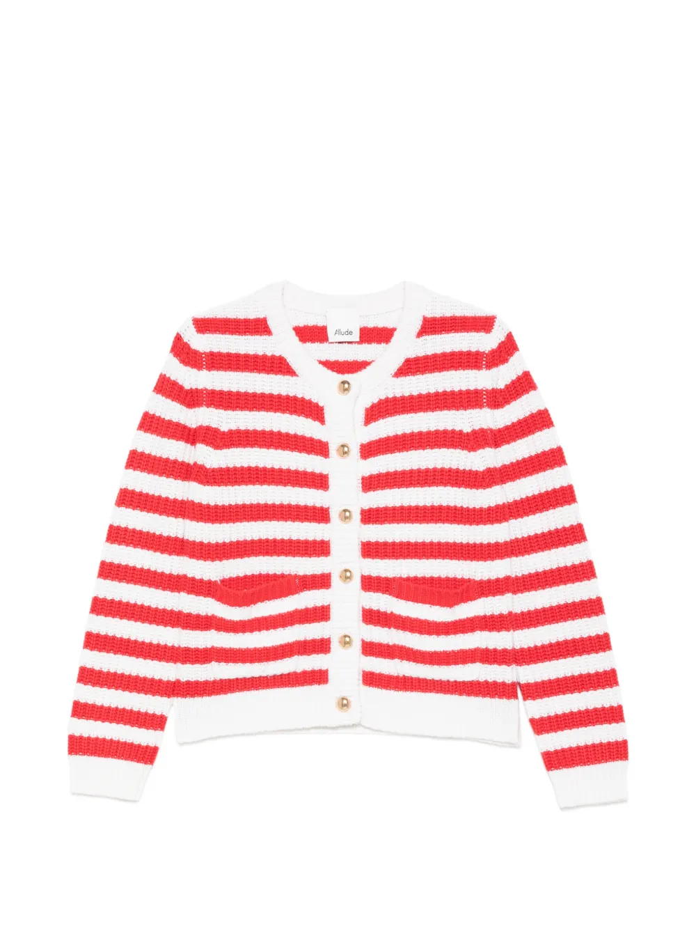Allude striped buttoned cardigan - Rosso
