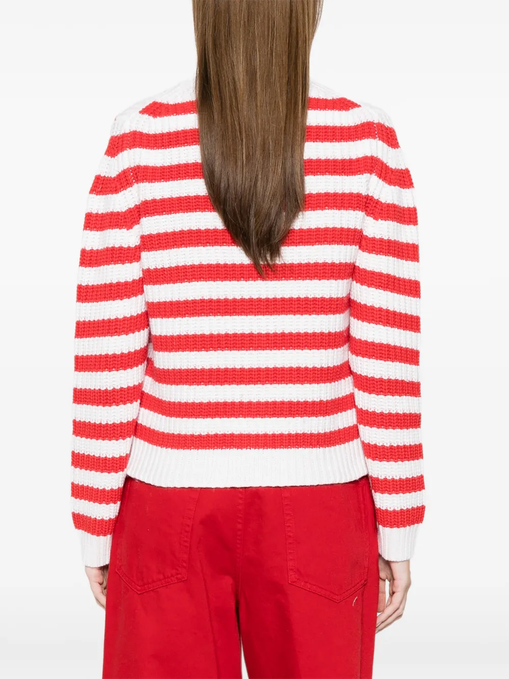Allude Gestreept vest met knopen Rood