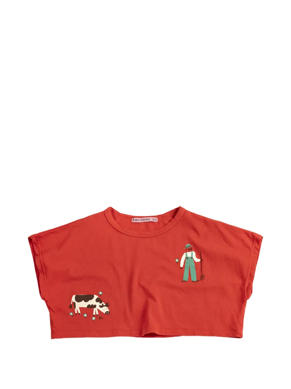 Bobo Choses farm adventure cropped T-shirt - Rosso