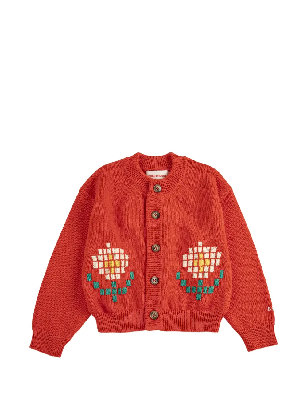 Bobo Choses Pixel Daisy intarsia cardigan - Rosso