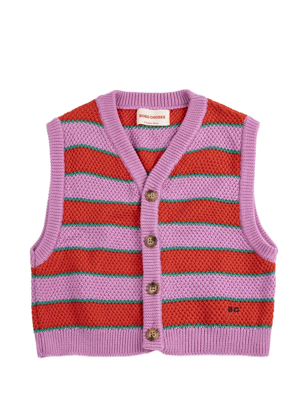 Bobo Choses striped button vest - Rosa