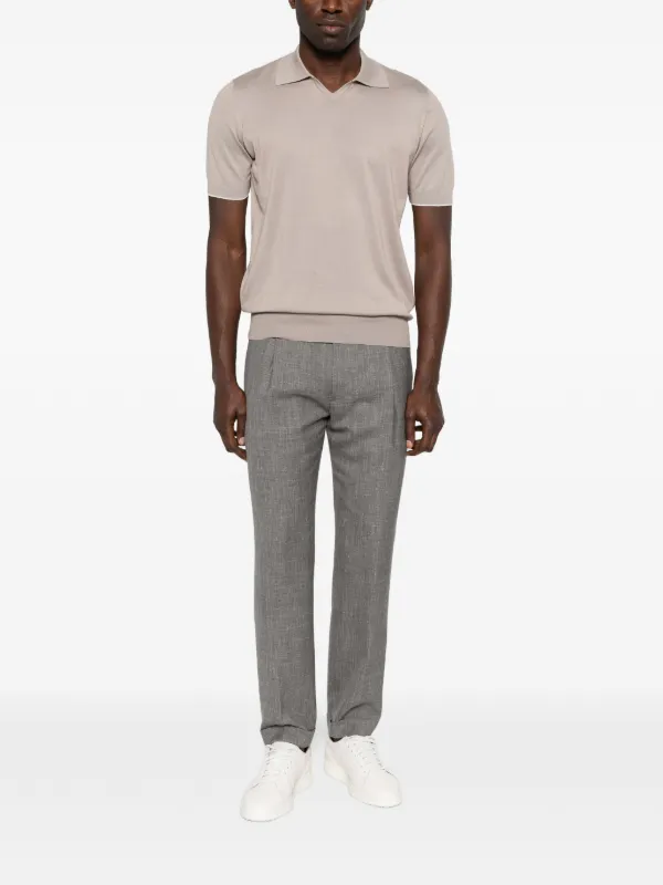 Brunello Cucinelli V-neck short-sleeve Polo Shirt | Neutrals