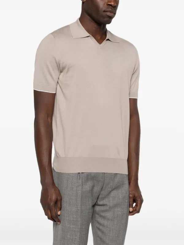 Brunello Cucinelli V-neck short-sleeve Polo Shirt | Neutrals