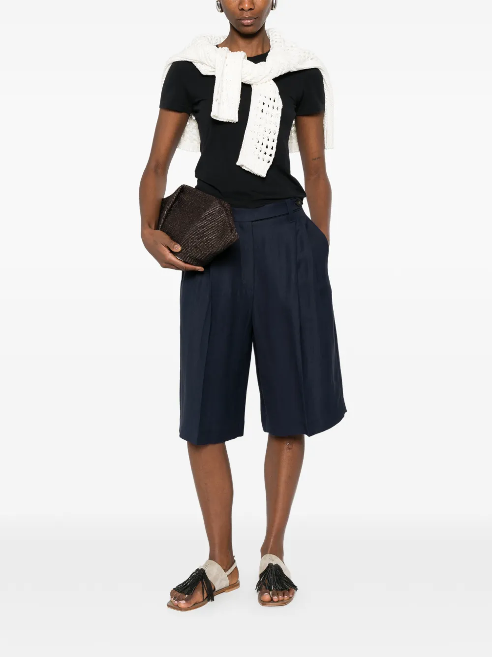 Brunello Cucinelli Geplooide shorts Blauw