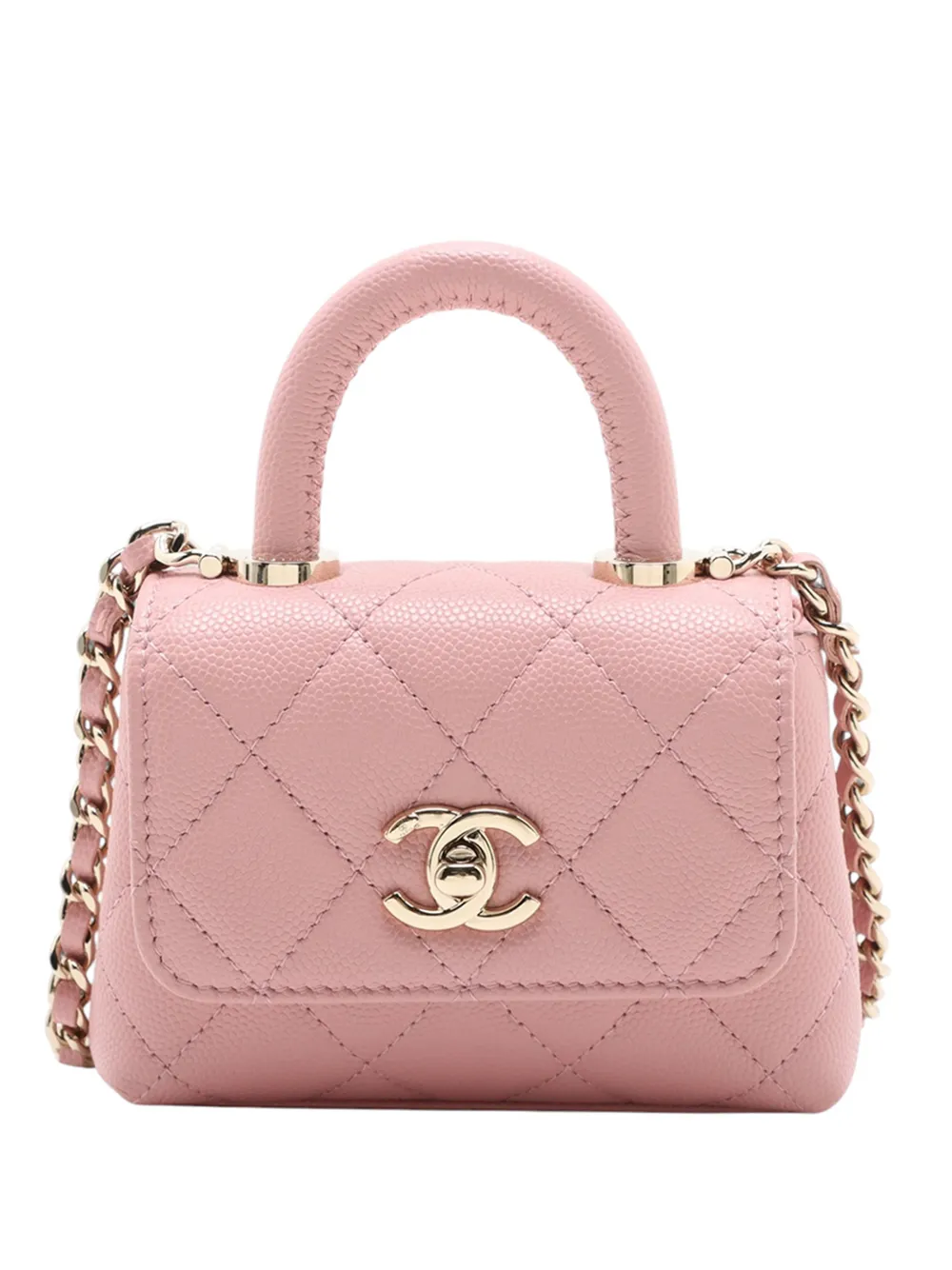 CHANEL Pre-Owned 2021-2025 Nano Quilted Caviar Coco Top Handle Bag satchel - Rosa