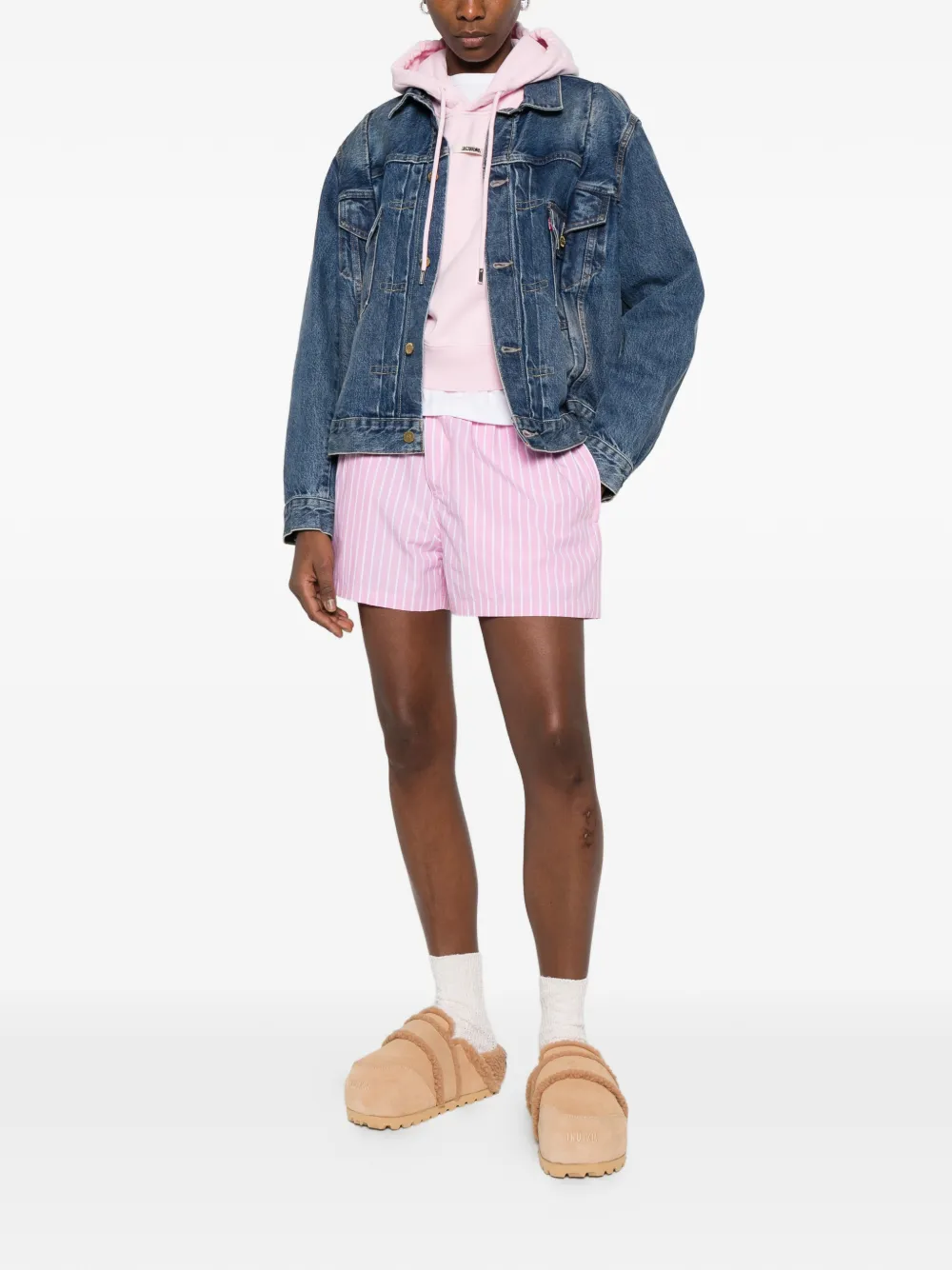  Balenciaga Striped Shorts - Pink 