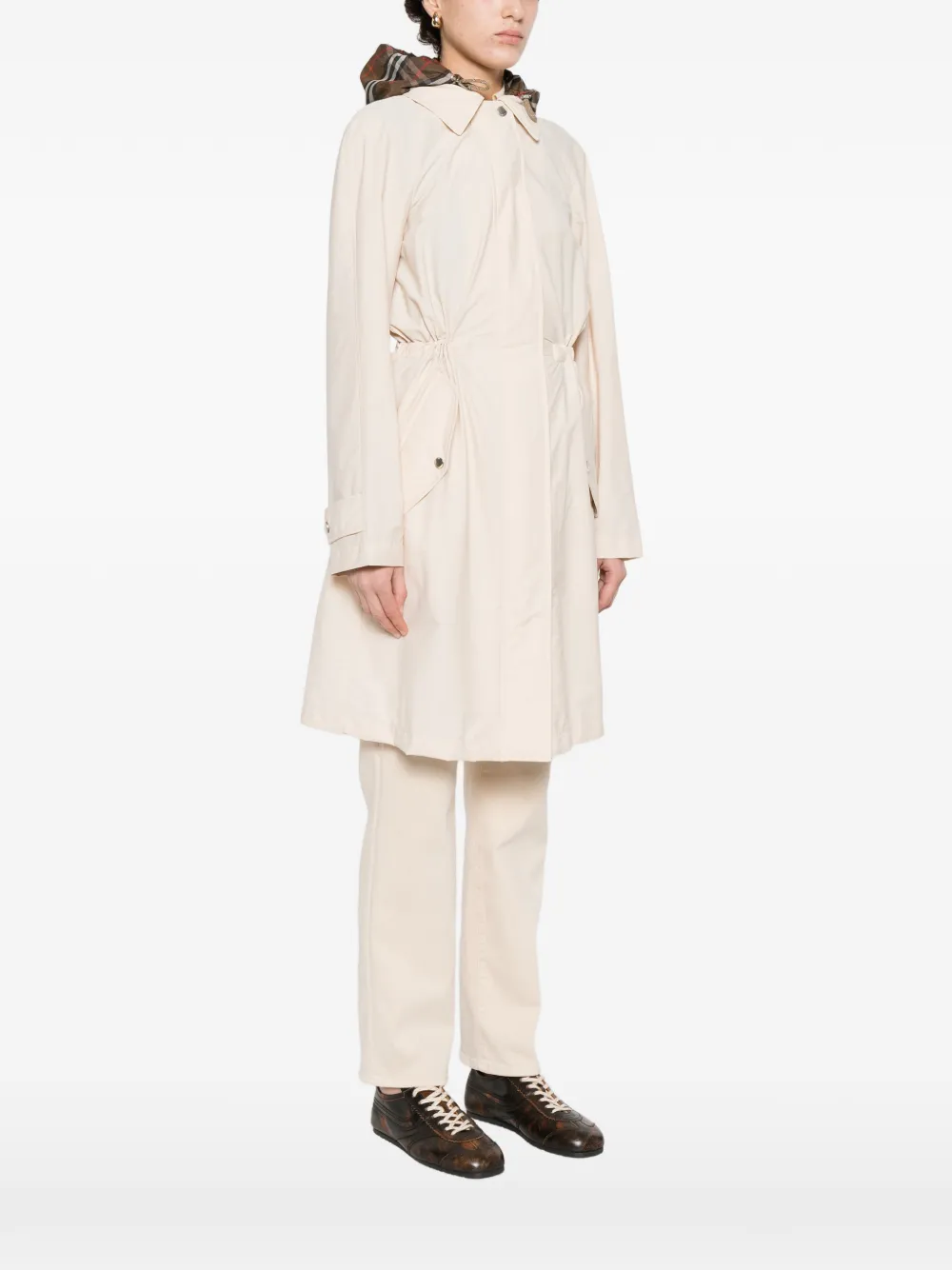  Burberry Newbury Check Hooded Parka Coat - Neutrals 