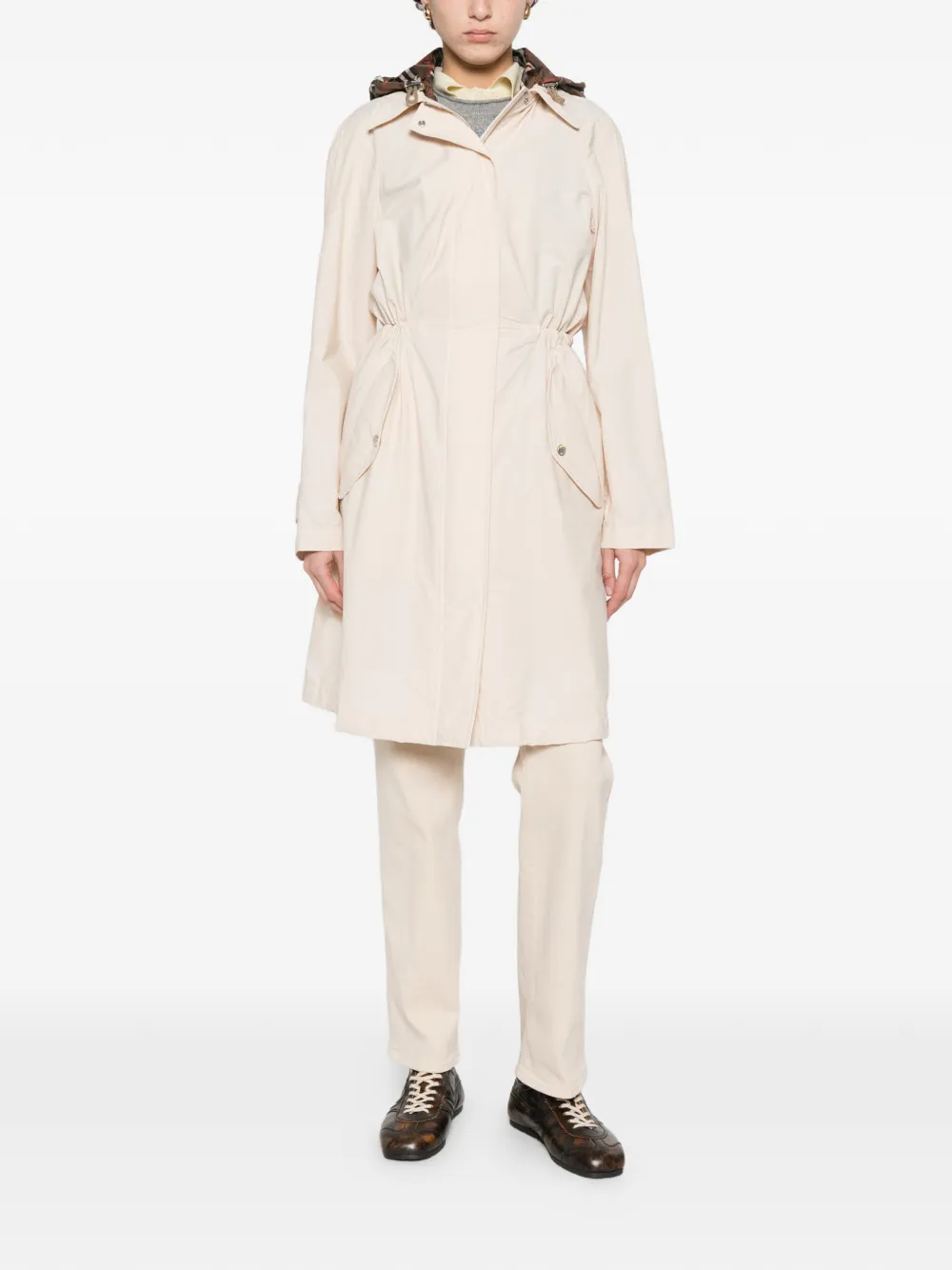  Burberry Newbury Check Hooded Parka Coat - Neutrals 