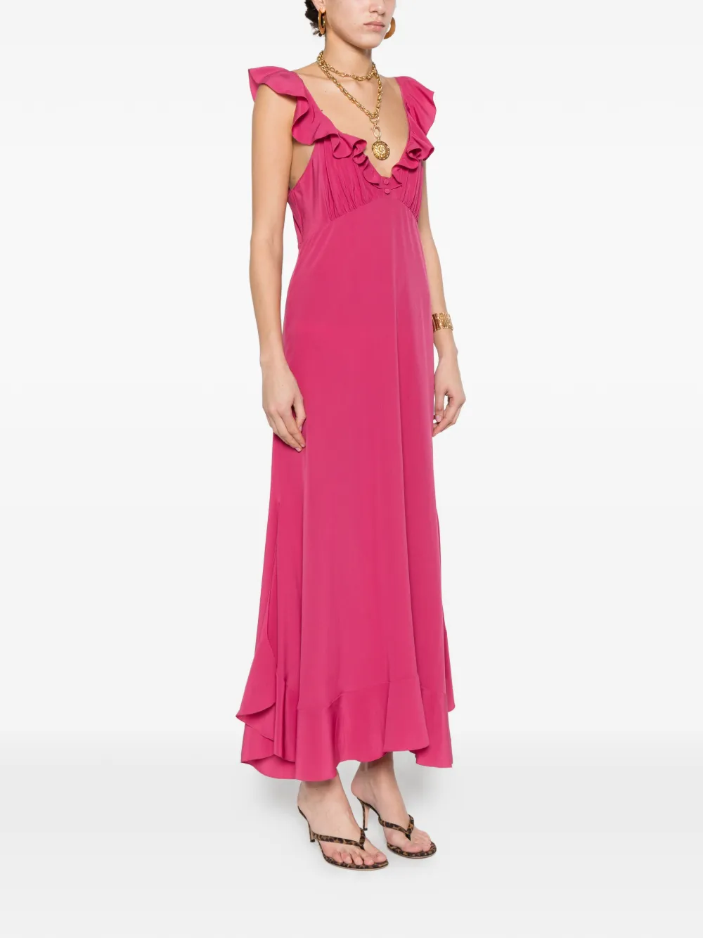  Chloé Ruffled Silk Dress - Pink 