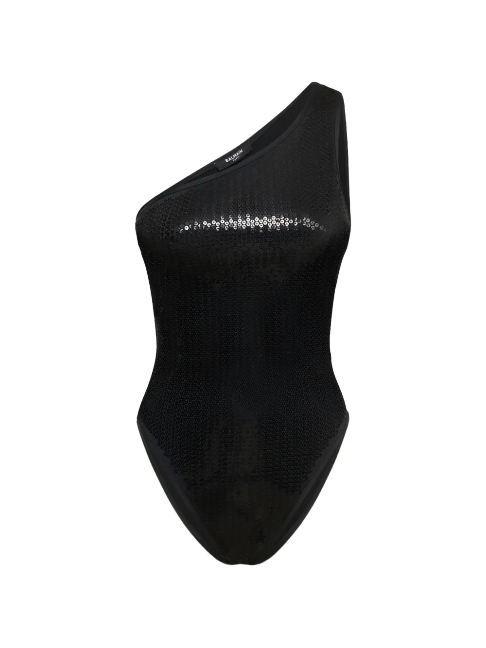 Balmain sequined one-shoulder swimsuit - Schwarz