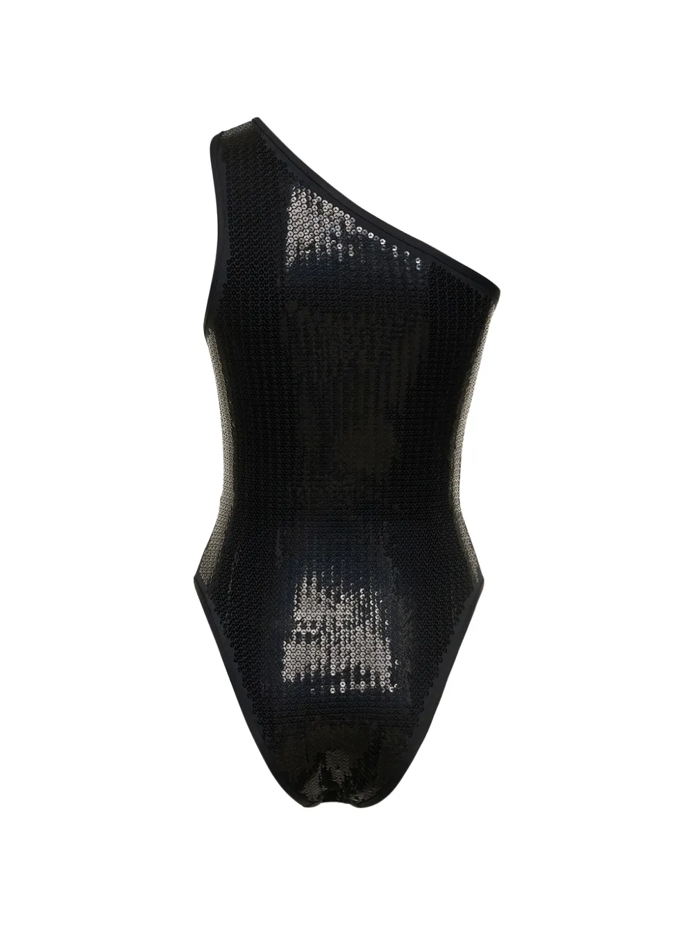  Balmain Sequined One-shoulder Swimsuit - Black 