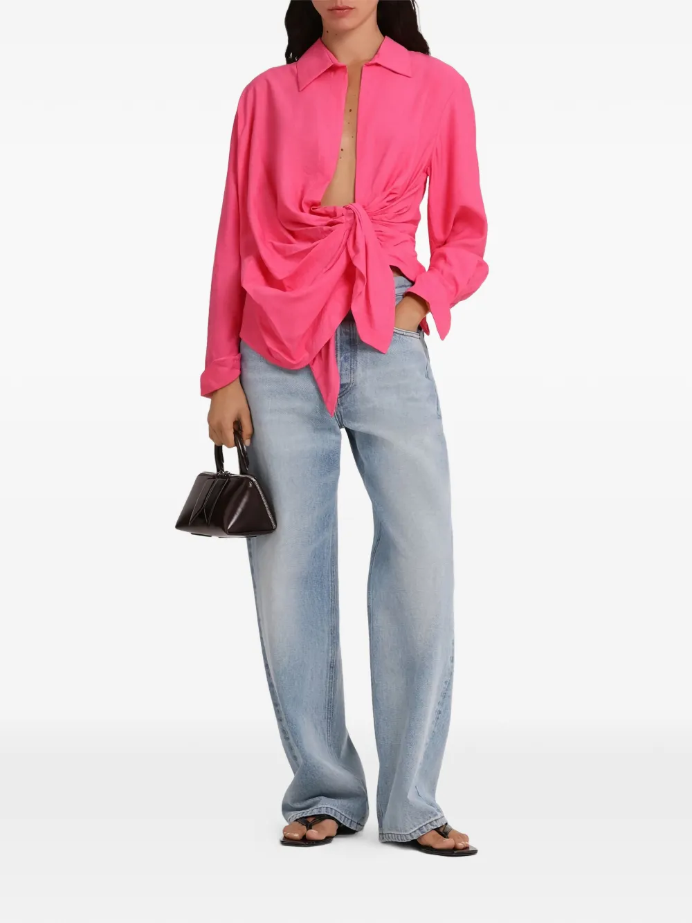 Jacquemus Bahia Knot-detail Shirt - Pink 