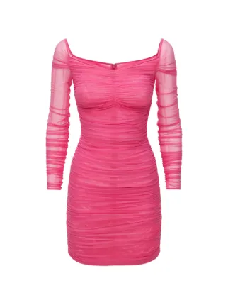 dolce and gabbana pink tulle dress Dolce & Gabbana Tulle Midi Dress in Pink