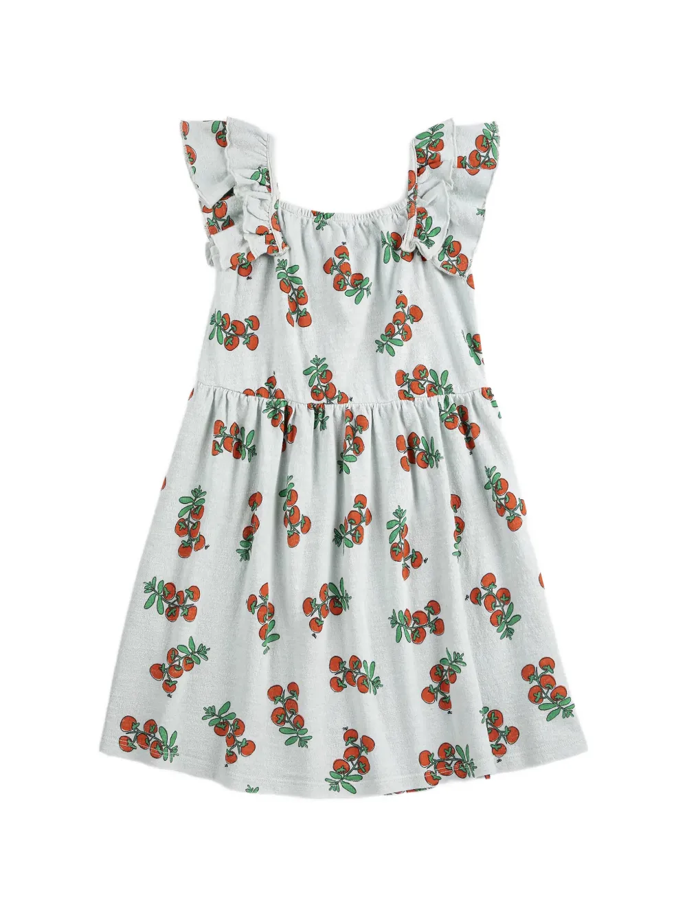 ruffled tomatoes print dress