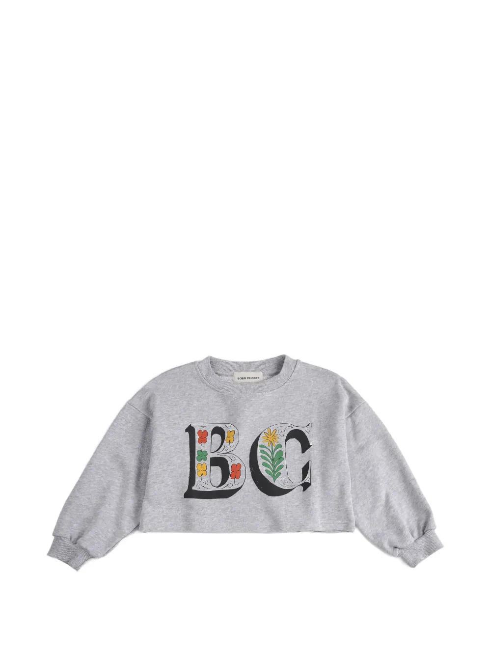 Bobo Choses Spring Letters ribbed cropped sweatshirt - Grigio