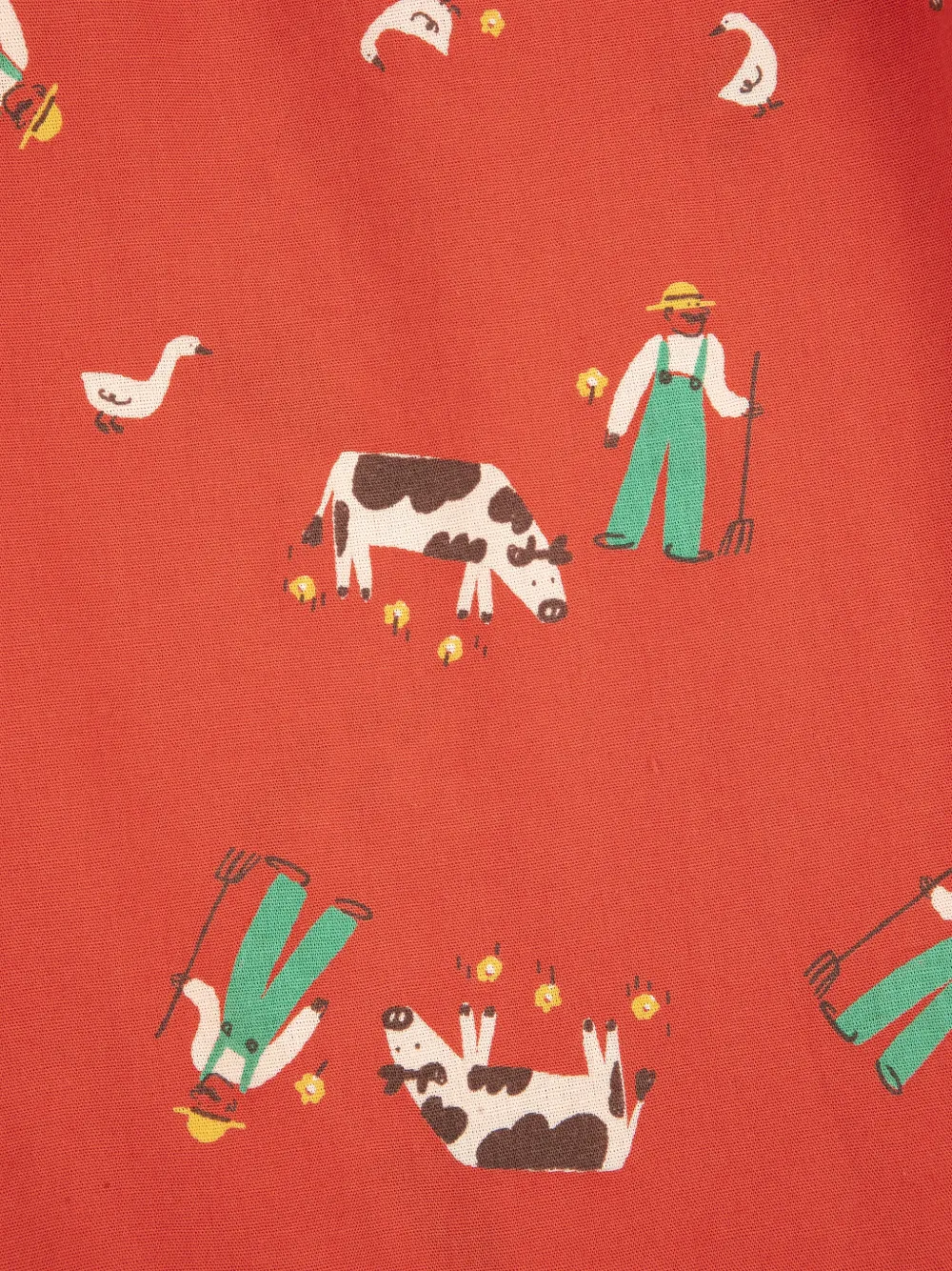  Bobo Choses Farm Adventure Elasticated Woven Printed Trousers - Red 