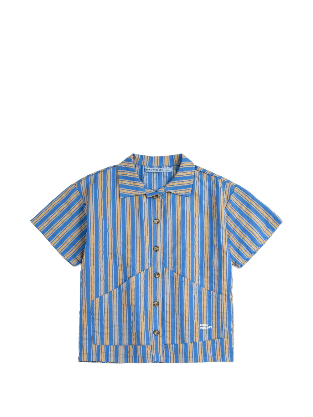 Bobo Choses striped button patch-pocket shirt - Blu