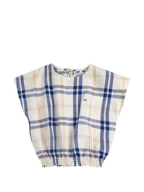 Bobo Choses embroidery tartan top