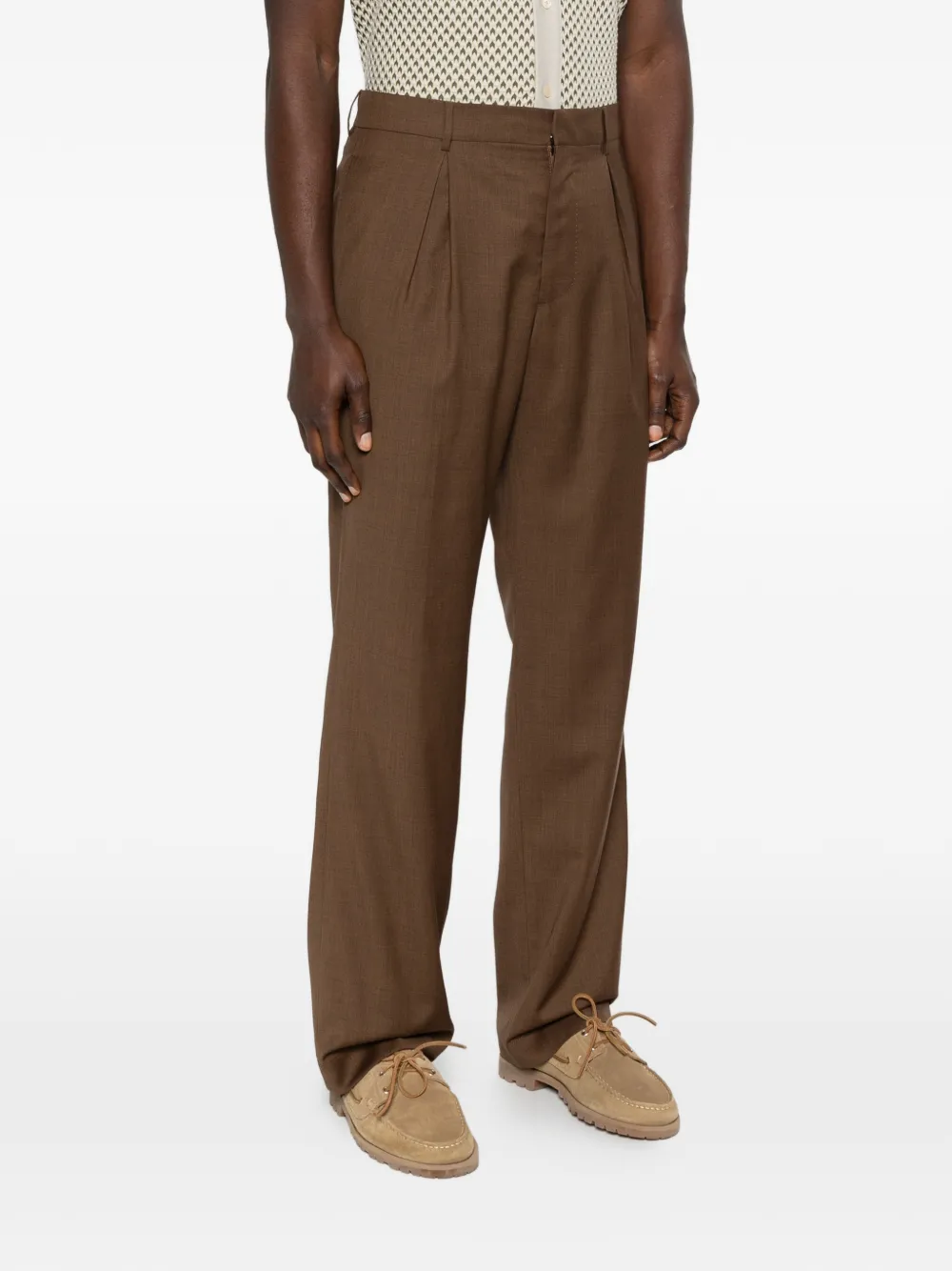  Berwich Pleated Trousers - Brown 