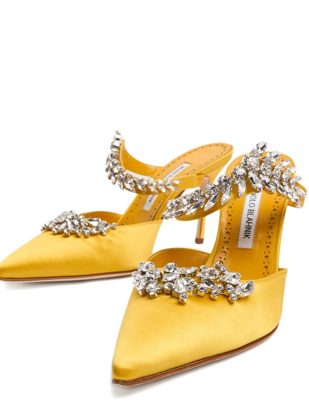 Manolo Blahnik Lurum crystal-embellished mules Geel