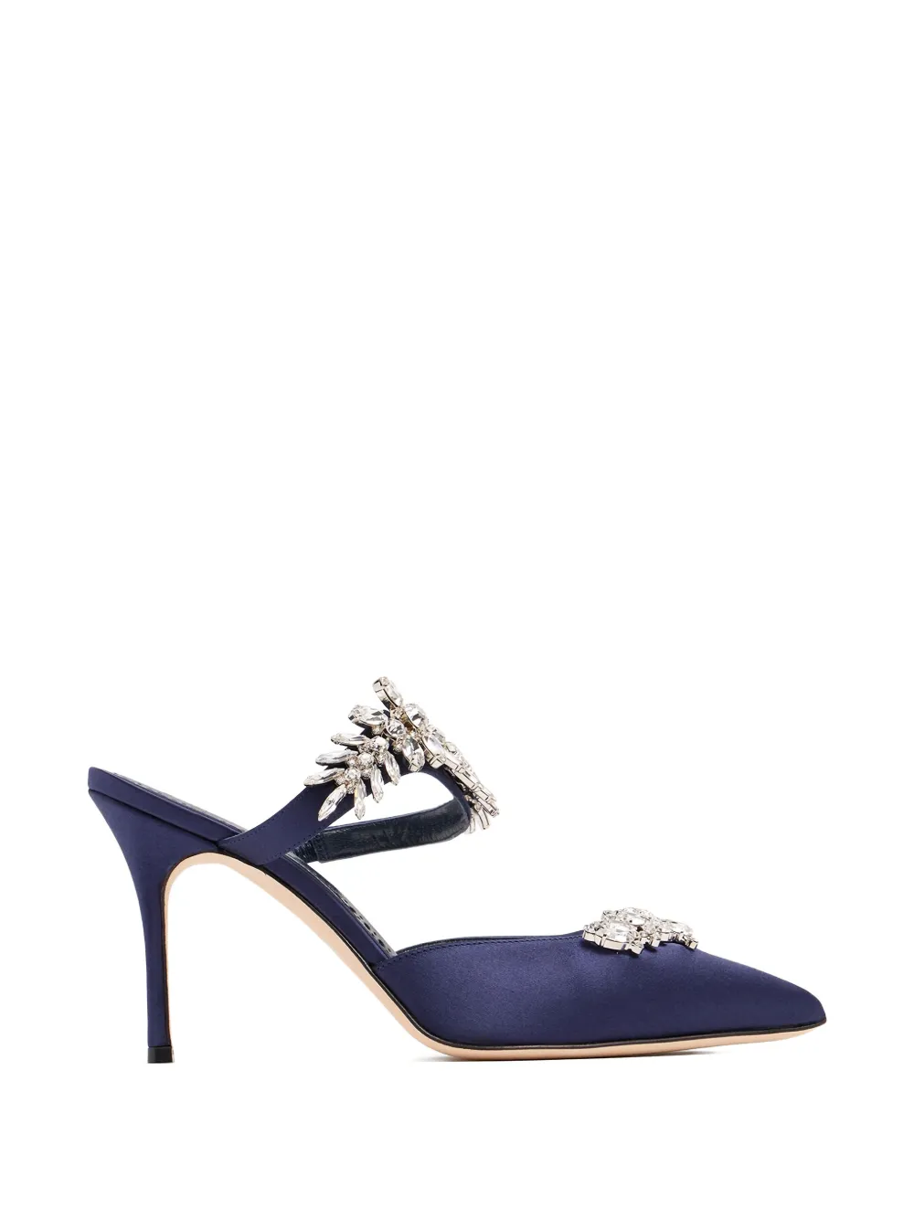 Manolo Blahnik Lurum crystal-embellished mules Blauw