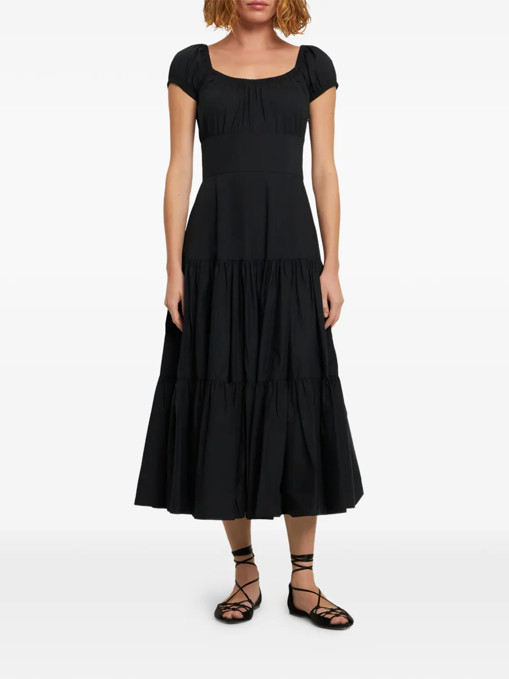 Michael Kors tiered short-sleeve midi dress - Nero