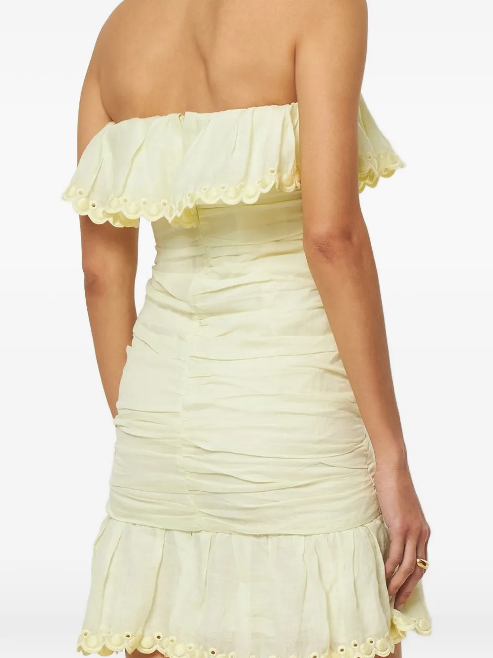 ISABEL MARANT Strapless mini-jurk met ruches Beige