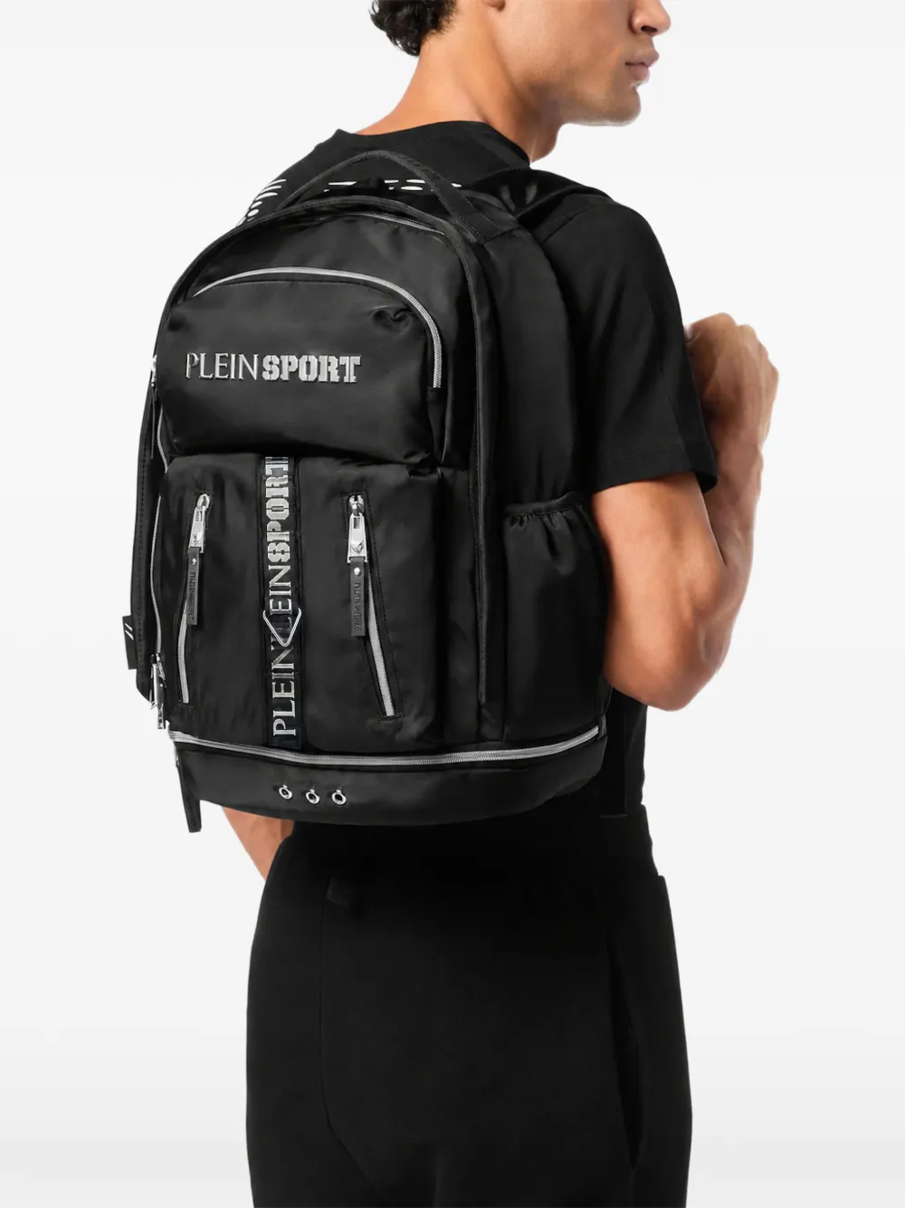 Plein Sport Rugzak met logoplakkaat Zwart