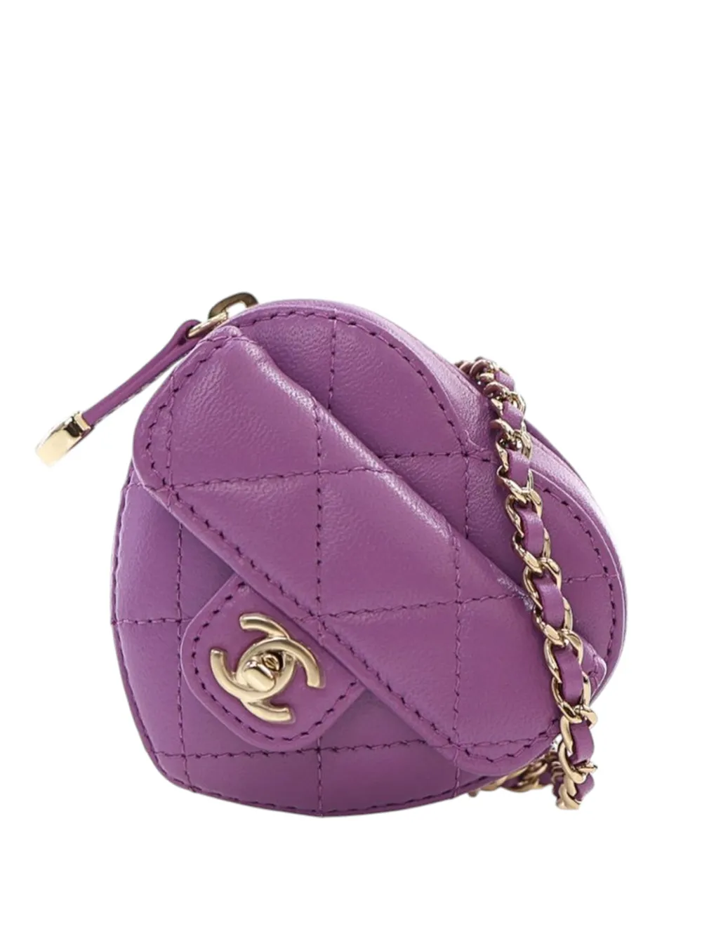 CHANEL Pre-Owned 2021 Lambskin CC in Love Heart Necklace Bag crossbody bag - Viola