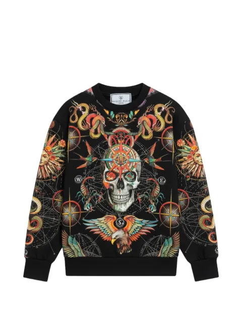 Philipp Plein Junior sudadera con motivo Skull