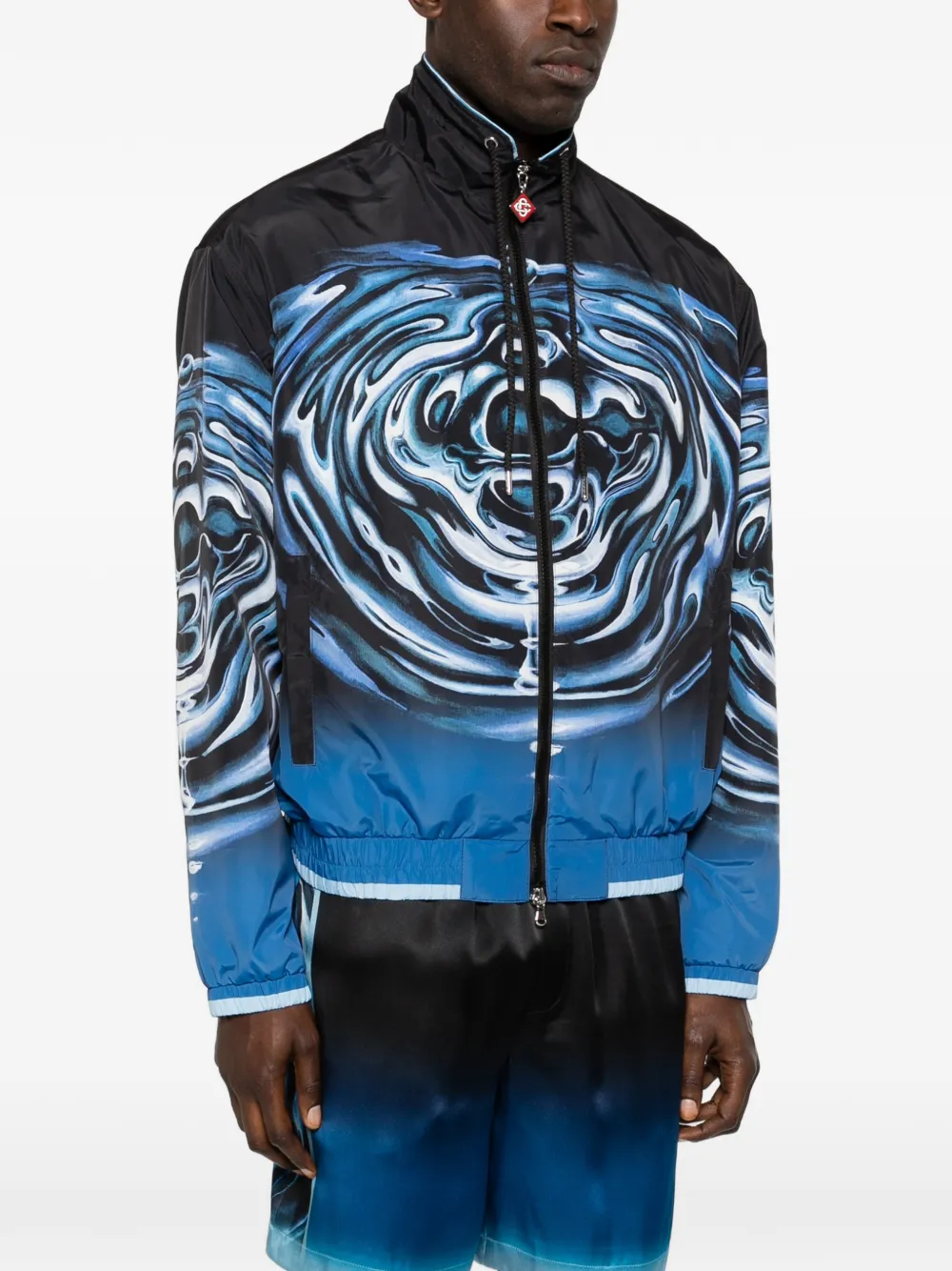  Casablanca Abstract-pattern Bomber Jacket - Black 