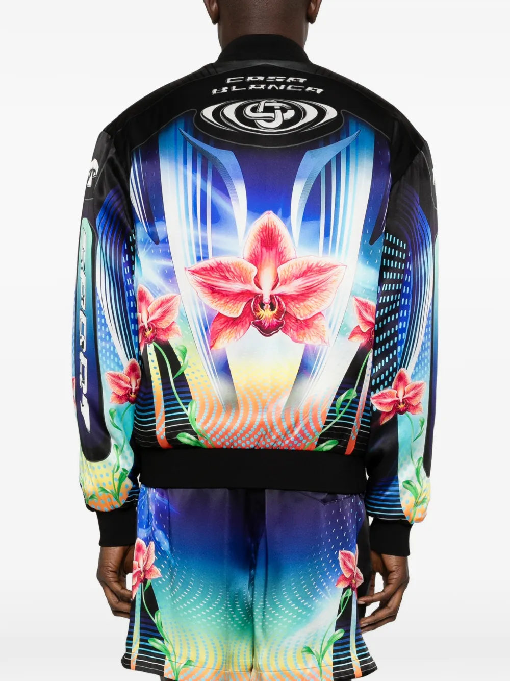 Casablanca Bomberjack met bloemenprint Zwart