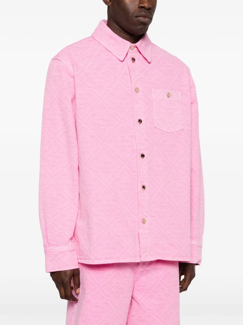 Casablanca Denim overhemd met logopatroon Roze