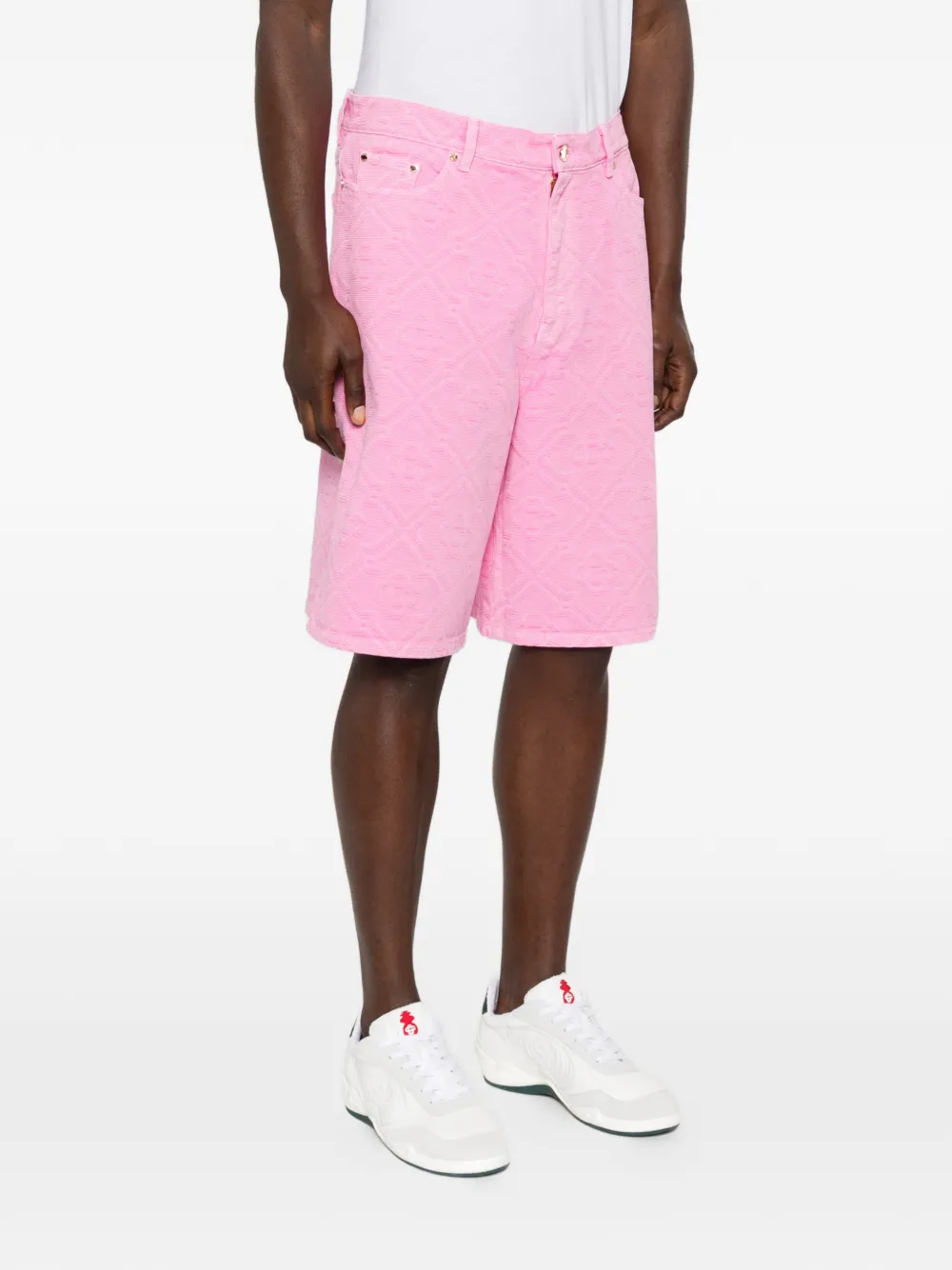 Casablanca Denim shorts met logopatroon Roze