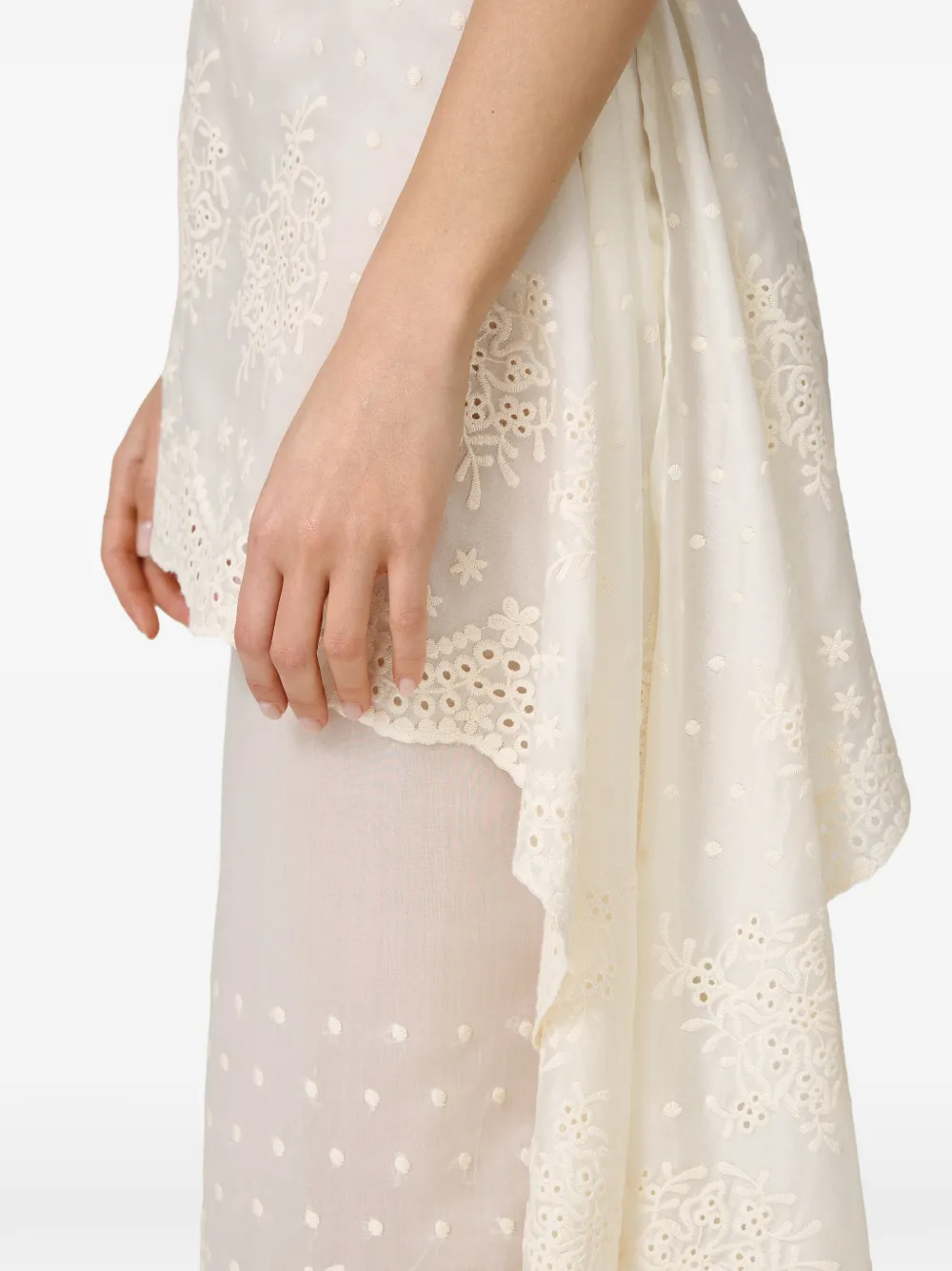  Pnk Embroidered-detail Midi Skirt - Neutrals 