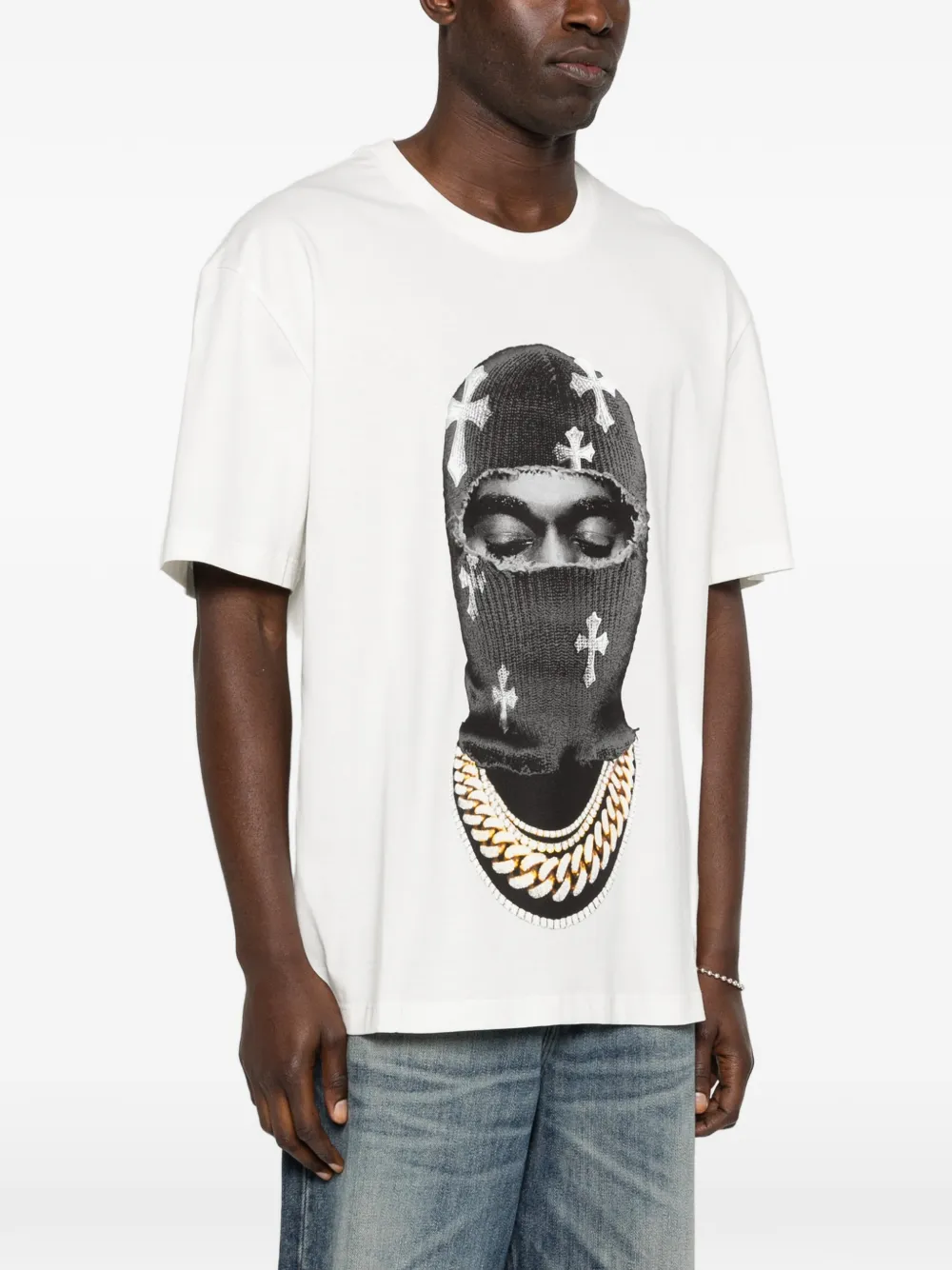 Ih Nom Uh Nit Mask Crosses T-shirt met print Wit
