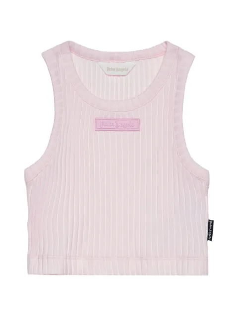 Palm Angels Kids logo-detail ribbed top