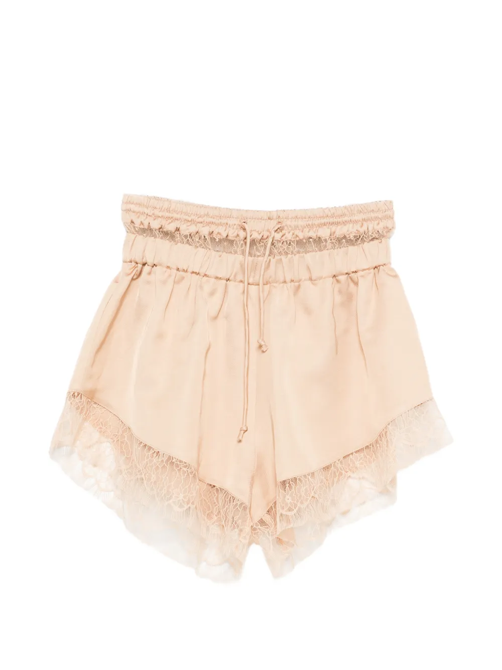 Pnk Lace-trim Drawstring Shorts In Brown