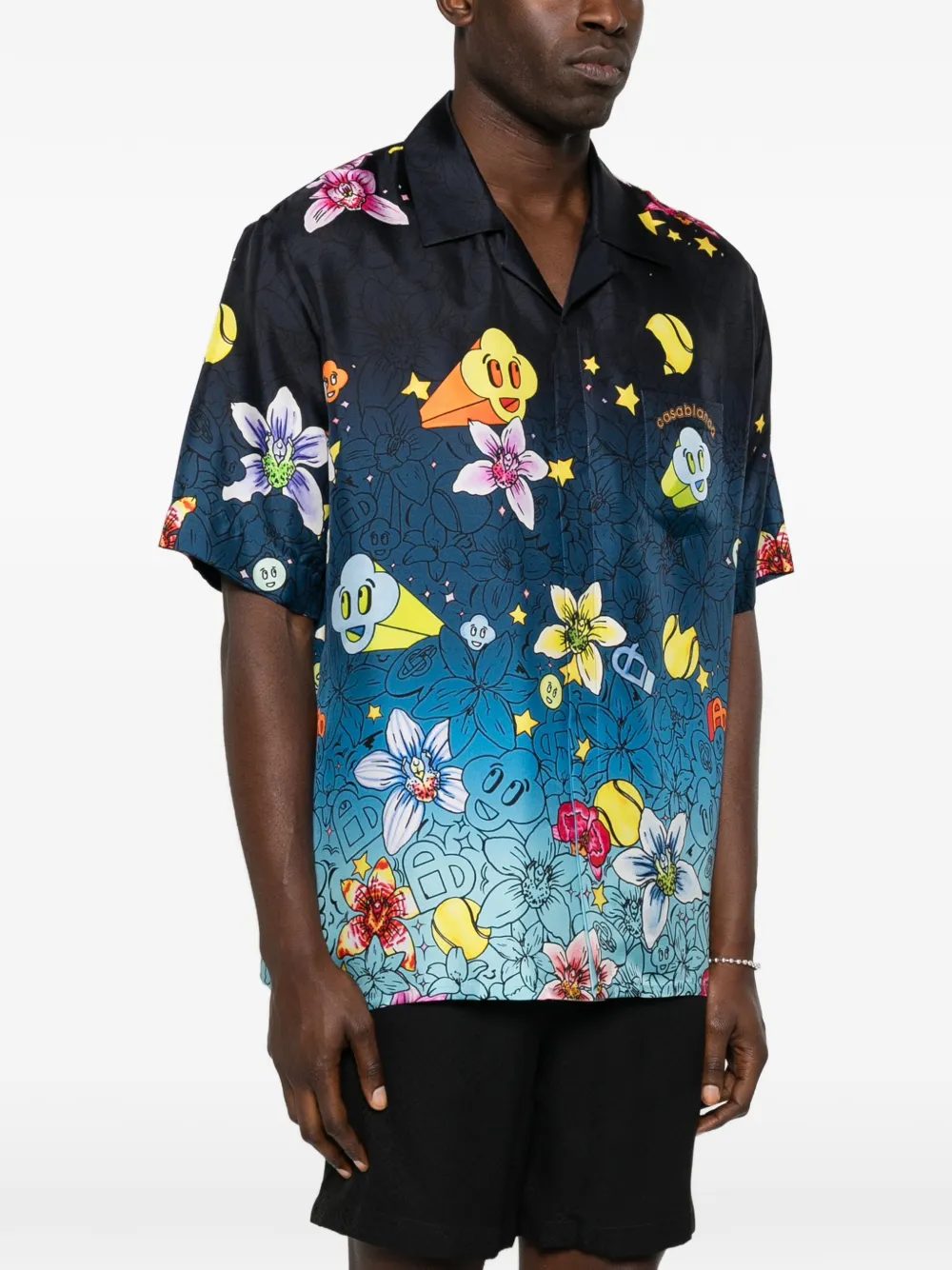 Casablanca Overhemd met bloemenprint Zwart